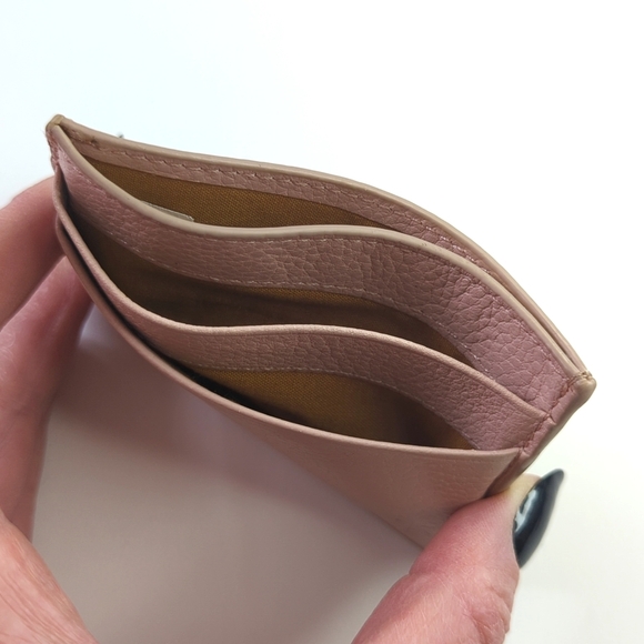 Frye Classic Genuine Pebbled Leather Slim ID & Card Holder Wallet Blush Pink - Picture 4 of 7